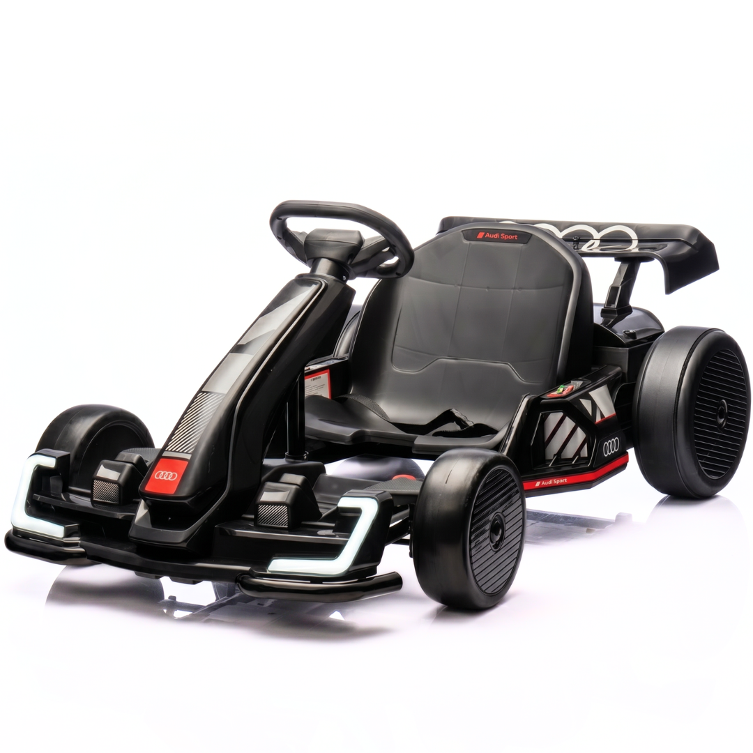 Audi Electric Go-kart 24V Drift Go-kart – Black | Ages 4-12 – Vrooomy®