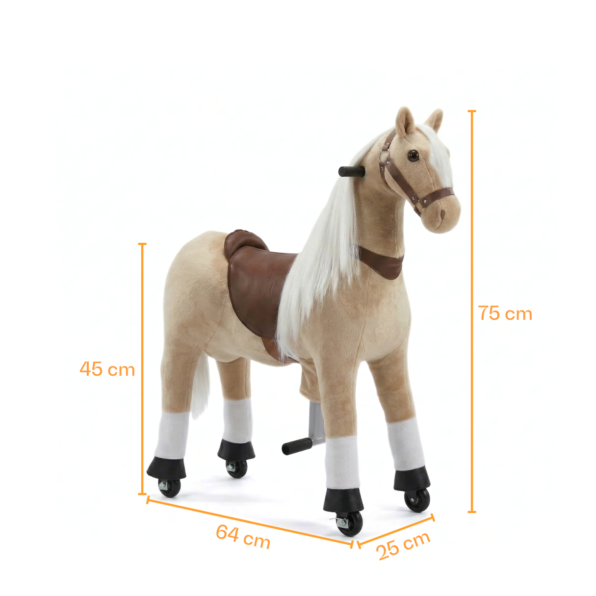 Vrooomy® Poney Mécanique à Poils longs XS - Beige