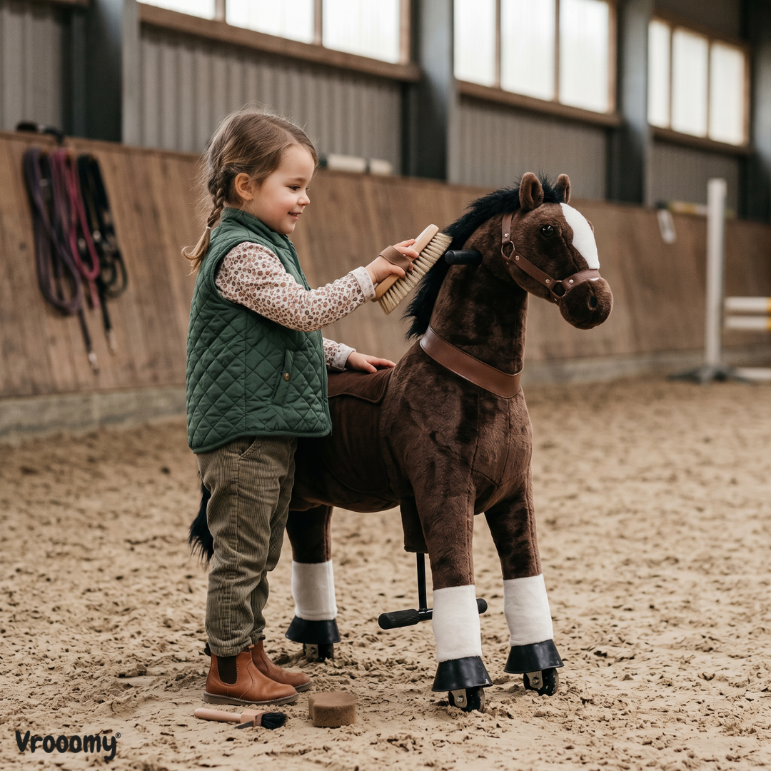 Vrooomy® Pony mecánico L - Marrón oscuro