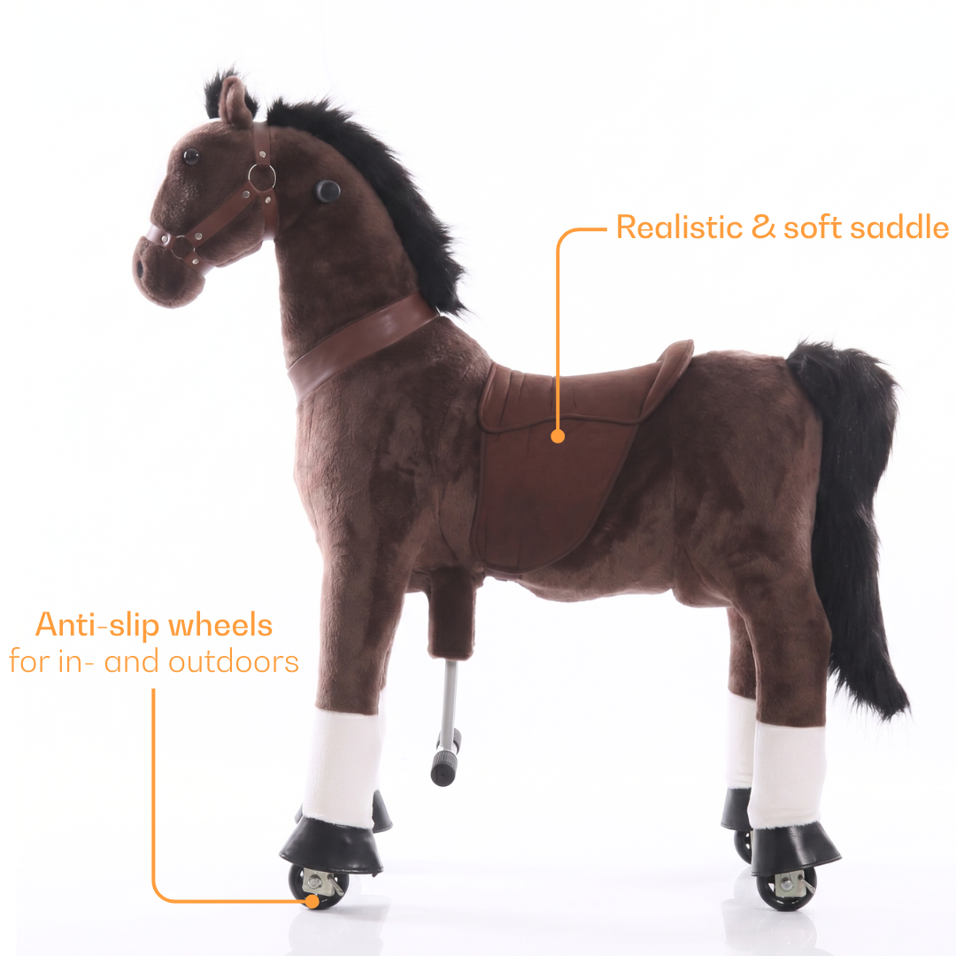 Vrooomy® Pony mecánico L - Marrón oscuro