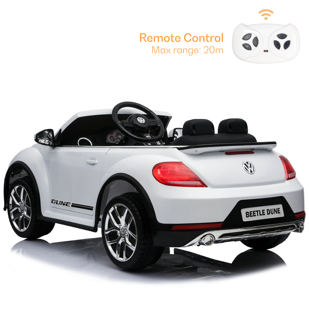 Elektrische kinderauto Volkswagen Beetle Dune XL 12V wit