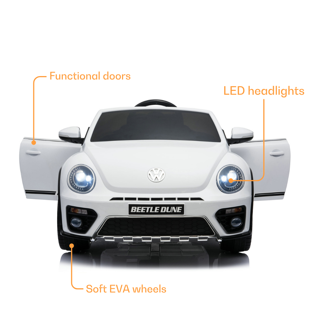 Elektrische kinderauto Volkswagen Beetle Dune XL 12V wit