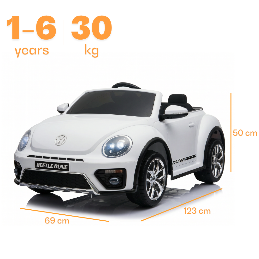 Elektrische kinderauto Volkswagen Beetle Dune XL 12V wit