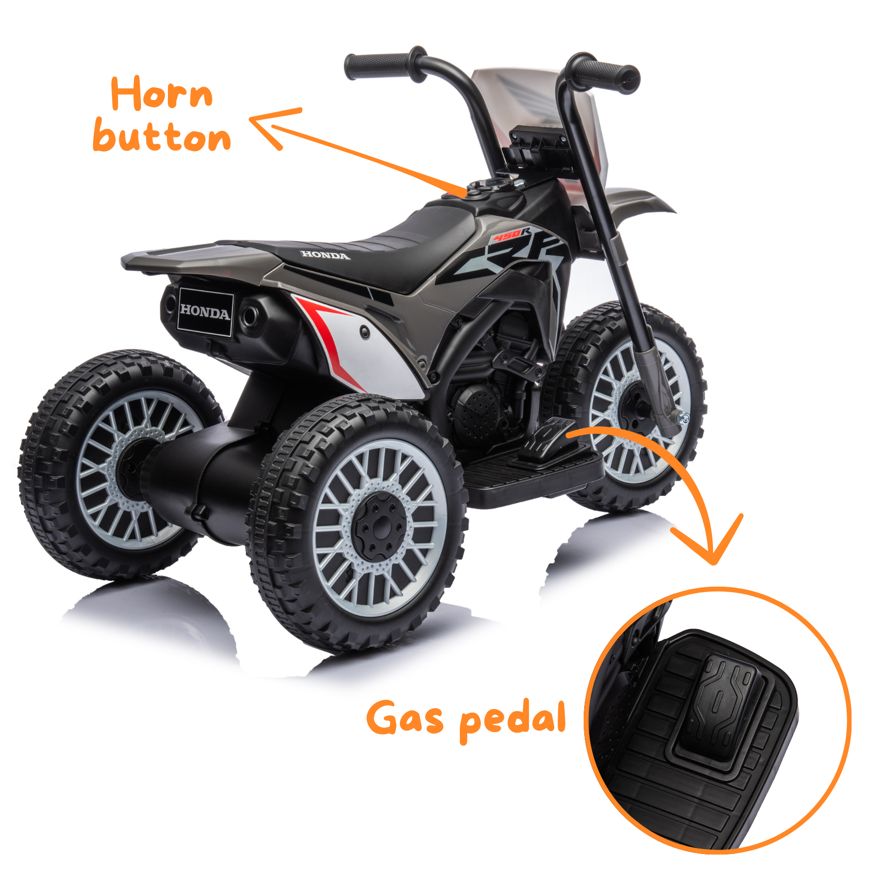 Honda CRF 450 Elektromotorrad für Kinder 6V – Grau