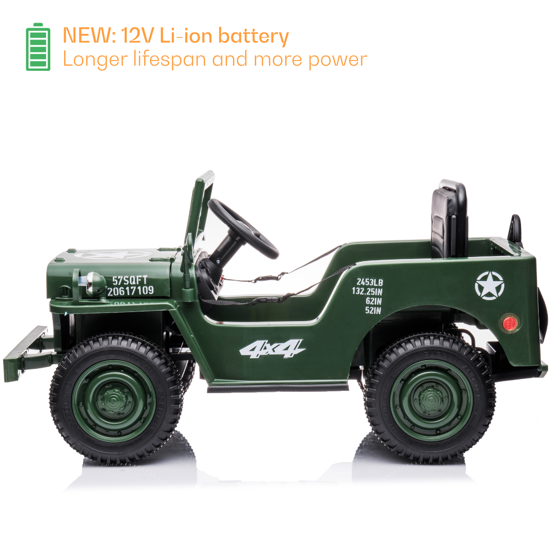 Voiture électrique pour enfants - Willy's Jeep - 24V - 3 places - Avec télécommande Voiture électrique pour enfants - Willy's Jeep - 24V - 3 places - Avec télécommande