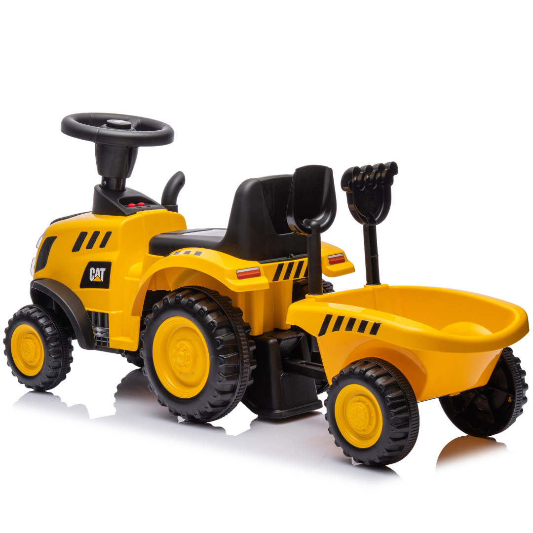 Jeździk CAT traktor z przyczepą żółty – zdjęcie 3