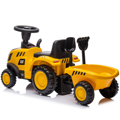 Jeździk CAT traktor z przyczepą żółty – zdjęcie 3