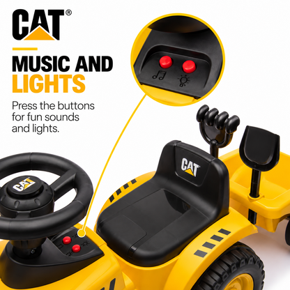 Jeździk CAT traktor z przyczepą żółty – zdjęcie 8