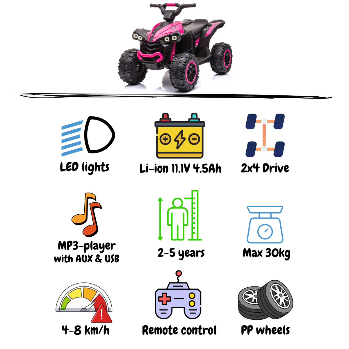 12V QUAD ELECTRIQUE Enfants Avec Lumières LED Et Musique Véhicule 12V QUAD ELECTRIQUE Enfants Avec Lumières LED Et Musique Véhicule
