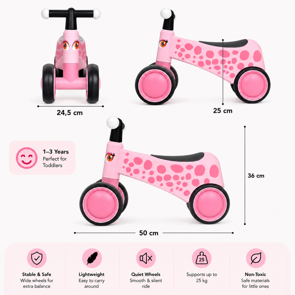 Vrooomy® Mini Loopfiets roze