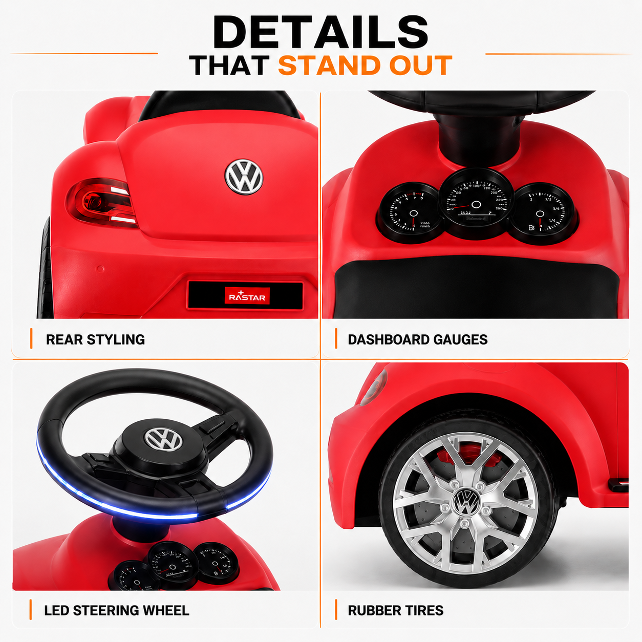 Loopauto Volkswagen Beetle rood
