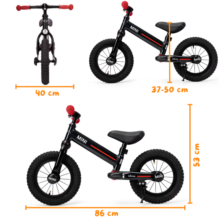 MINI Bicicleta de Equilíbrio 12" - Preto