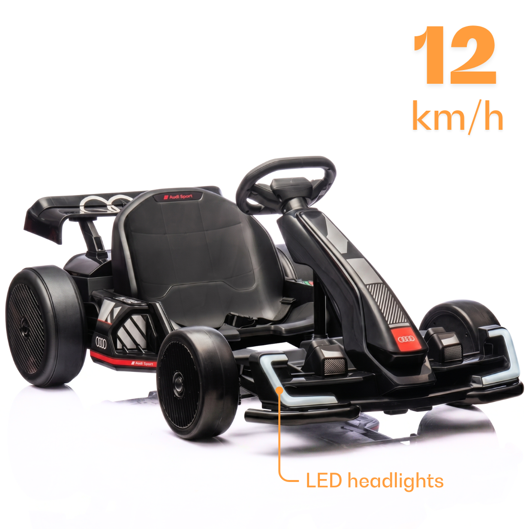 Audi Electric Go-kart 24V Drift Go-kart – Black | Ages 4-12 – Vrooomy®