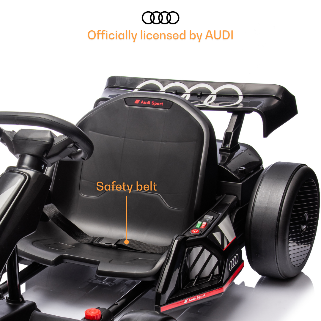 Audi Electric Go-kart 24V Drift Go-kart – Black | Ages 4-12 – Vrooomy®