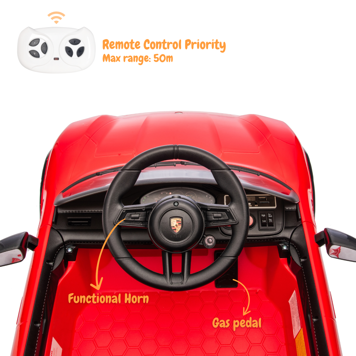 Porsche Taycan Turbo S 12V Elektro-Kinderauto – Rot