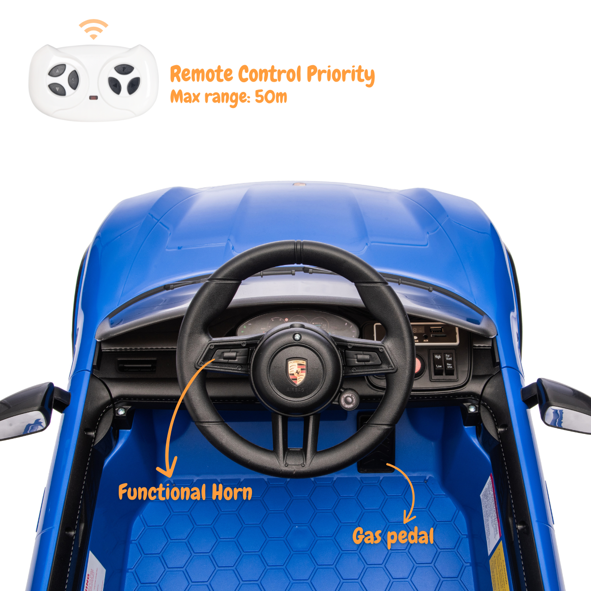 Porsche Taycan Turbo S 12V Elektro-Kinderauto – Blau