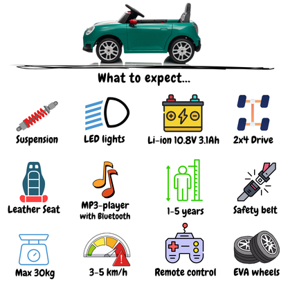 MINI Cooper Carro Elétrico Infantil 12V JCW – Verde