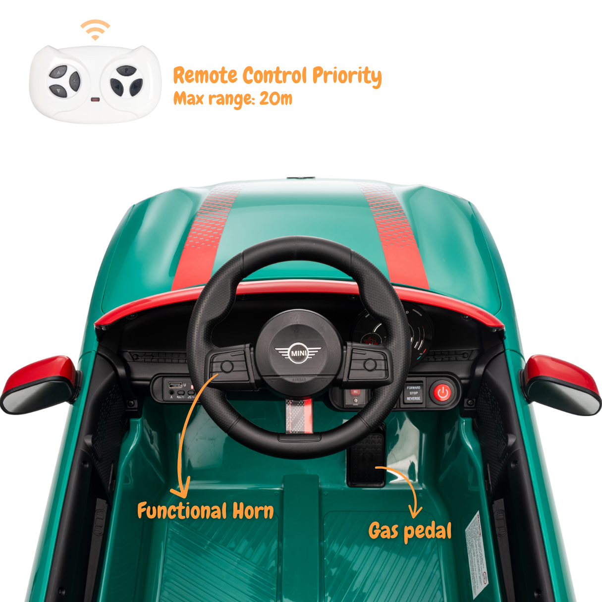 MINI Cooper Carro Elétrico Infantil 12V JCW – Verde