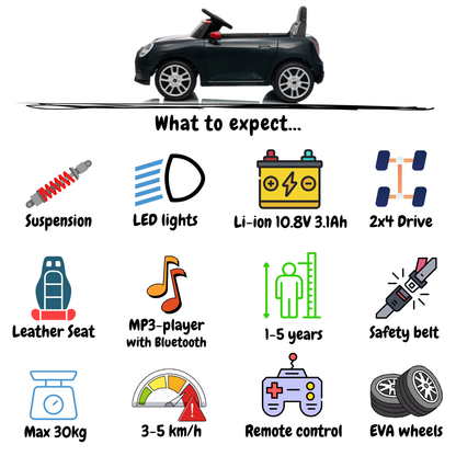 MINI Cooper Carro Elétrico Infantil 12V JCW – Preto