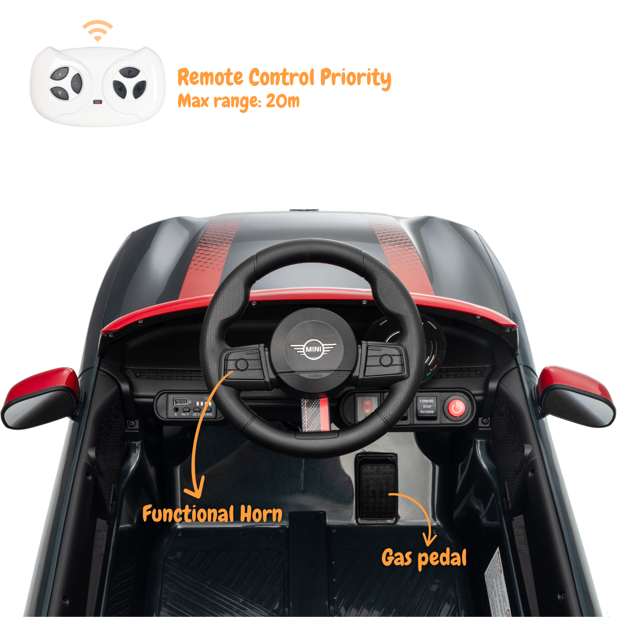 MINI Cooper Carro Elétrico Infantil 12V JCW – Preto