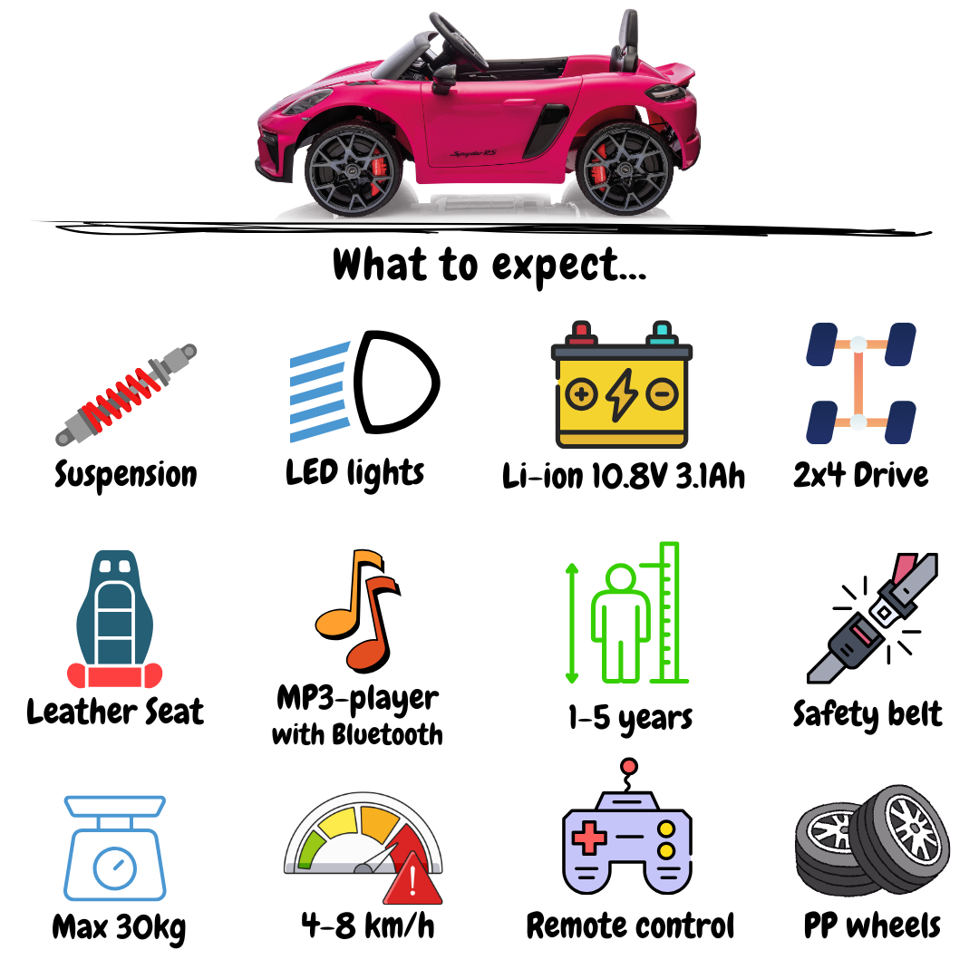 Porsche 718 Spyder RS Carro Elétrico para Crianças 12V - Rosa