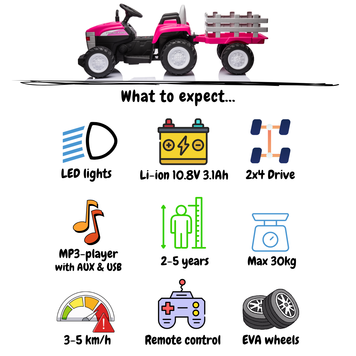 Vrooomy® Tractor T7 - Rosa