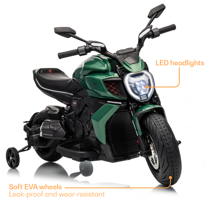 Ducati x Bentley Diavel V4 elektryczny motocykl dla dzieci zielony – zdjęcie 4