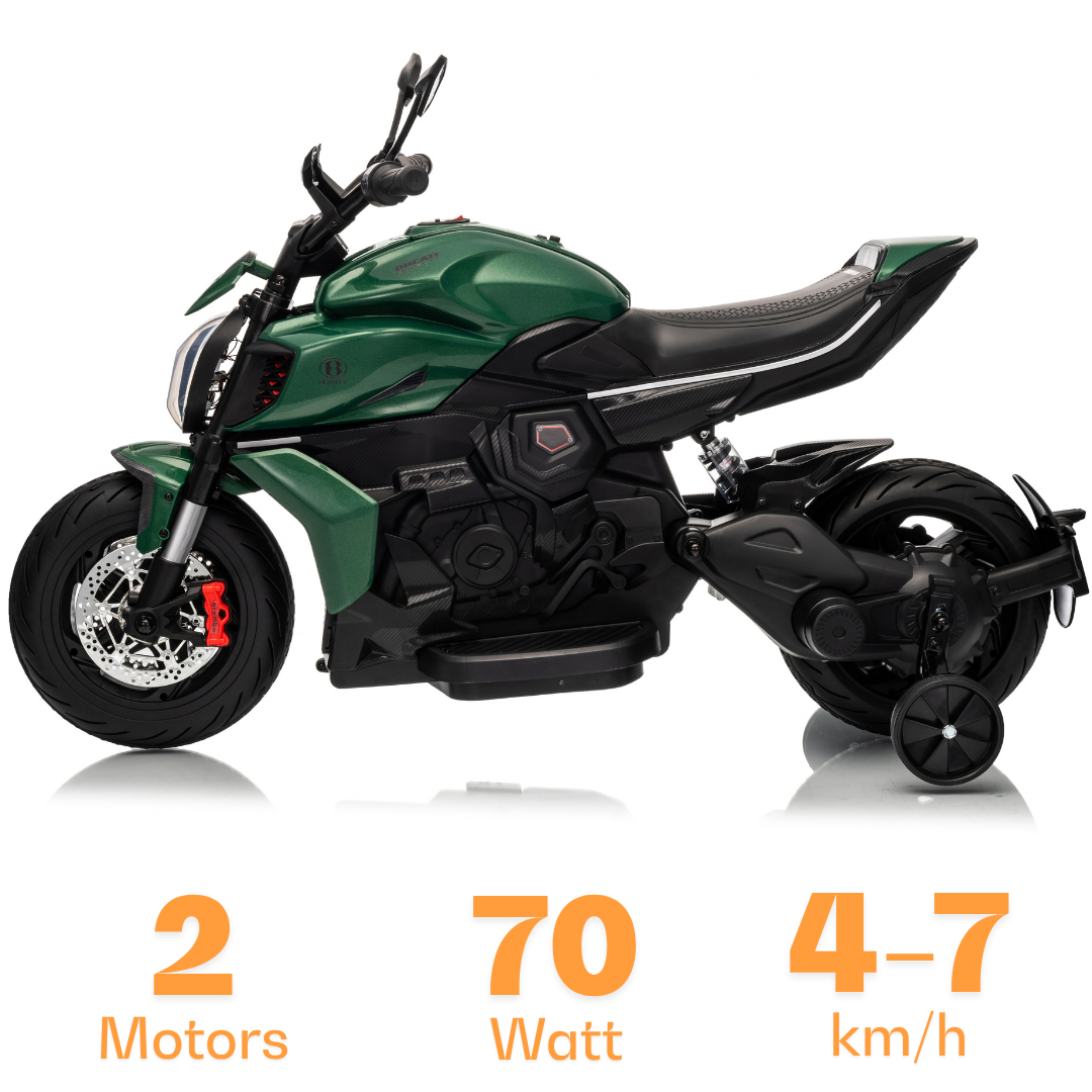 Ducati x Bentley Diavel V4 elektryczny motocykl dla dzieci zielony – zdjęcie 5
