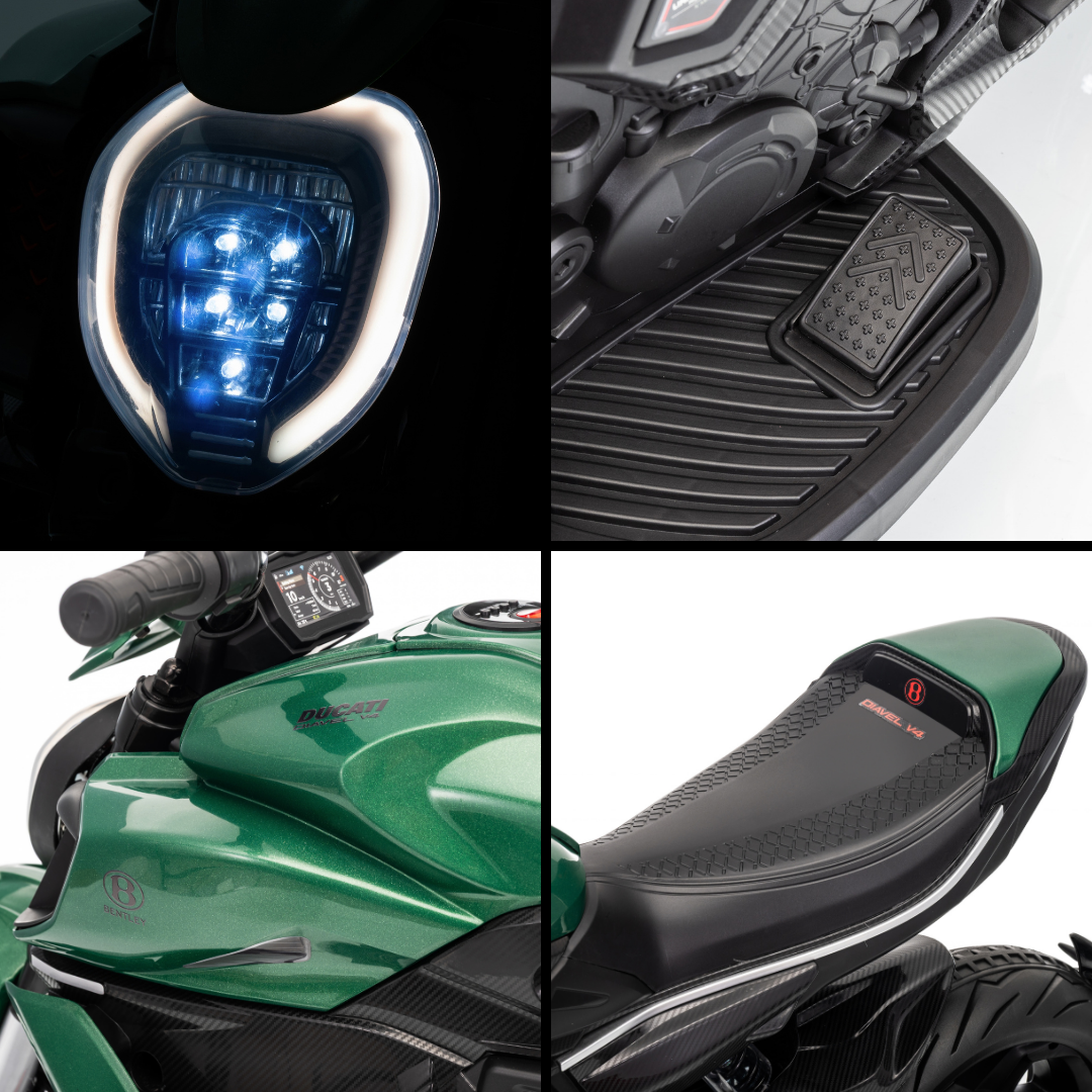 Ducati x Bentley Diavel V4 elektryczny motocykl dla dzieci zielony – zdjęcie 8