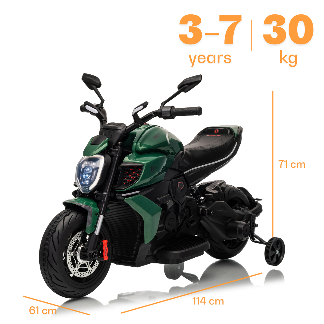 Ducati x Bentley Diavel V4 elektryczny motocykl dla dzieci zielony – zdjęcie 9