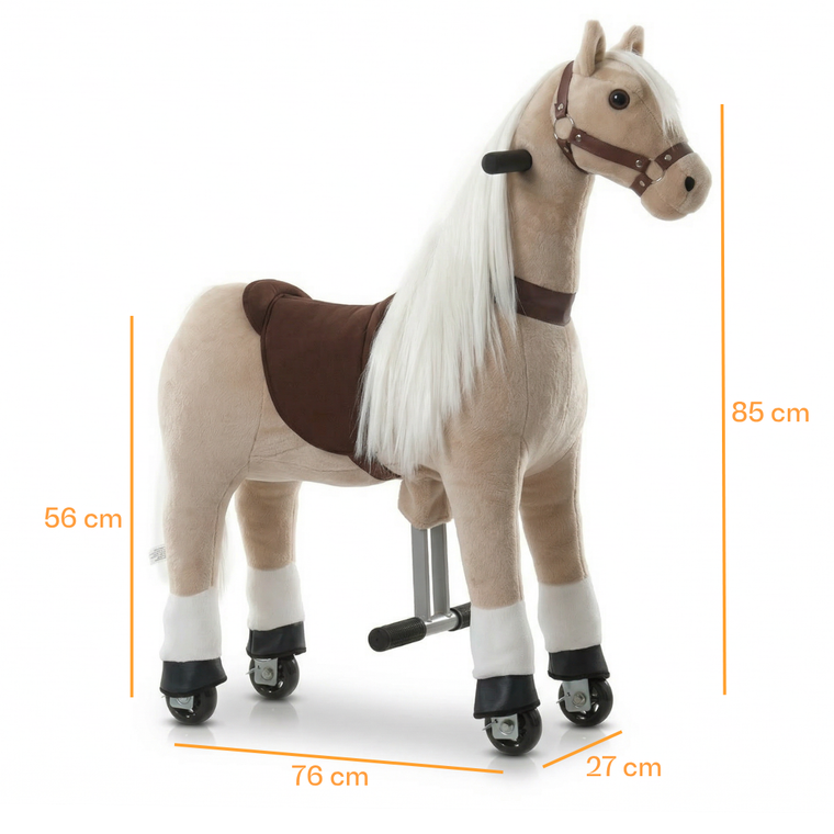Vrooomy® Mechaniczny Kucyk S z długą grzywą - Beżowy