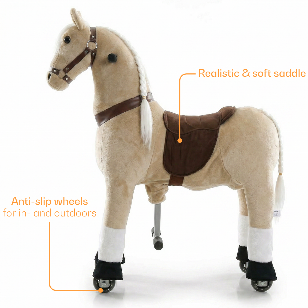 Vrooomy® Langhaariger Mechanischer Pony L - Beige