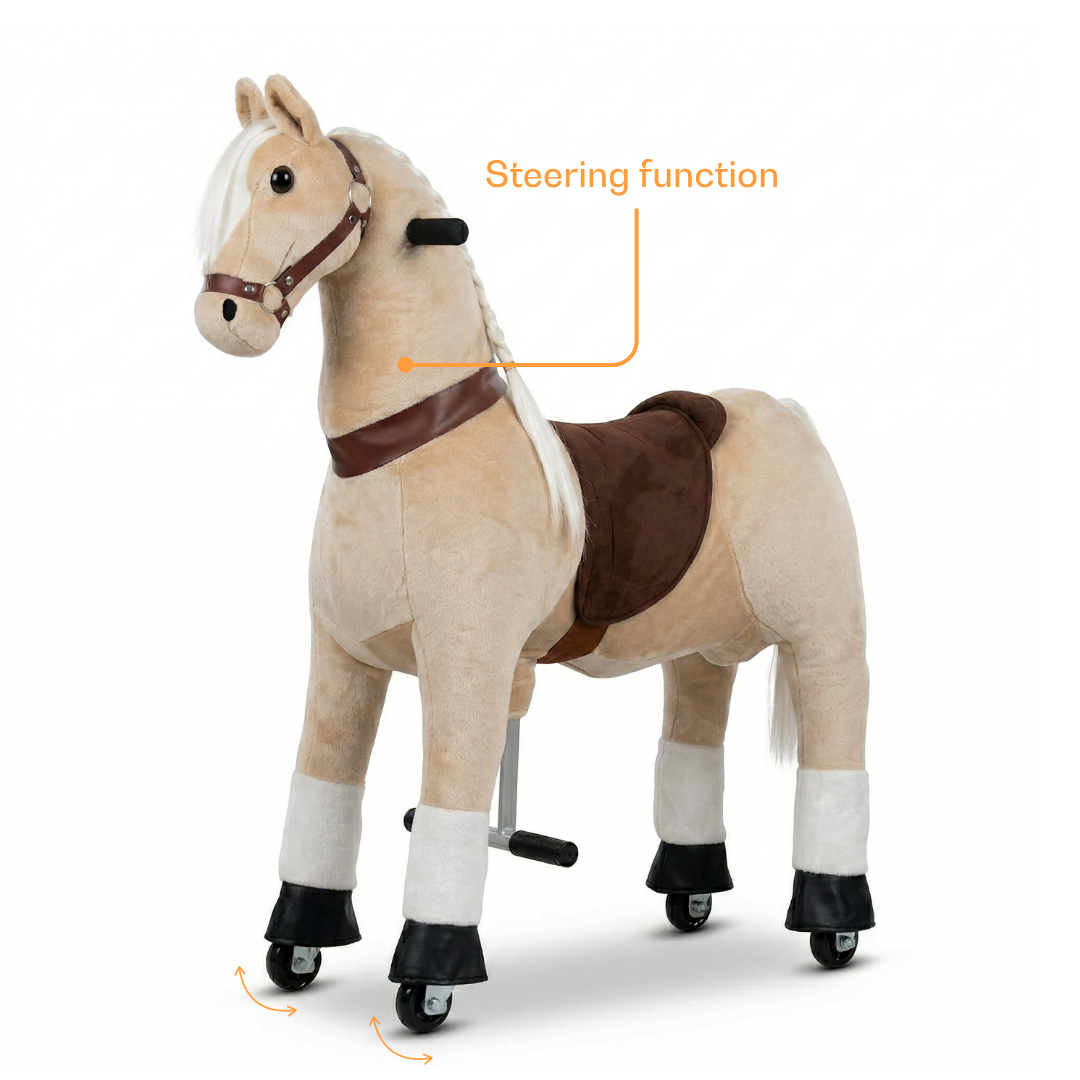 Vrooomy® Langhaariger Mechanischer Pony L - Beige