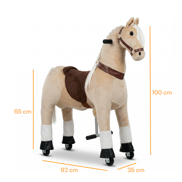 Vrooomy® Mechaniczny Kucyk L z długą grzywą - Beżowy