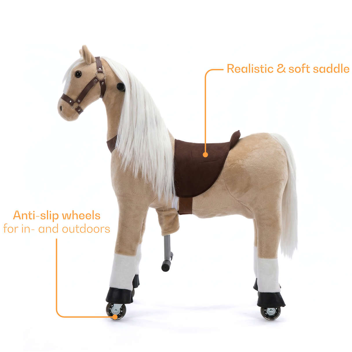 Vrooomy® Poney Mécanique à Poils longs XS - Beige