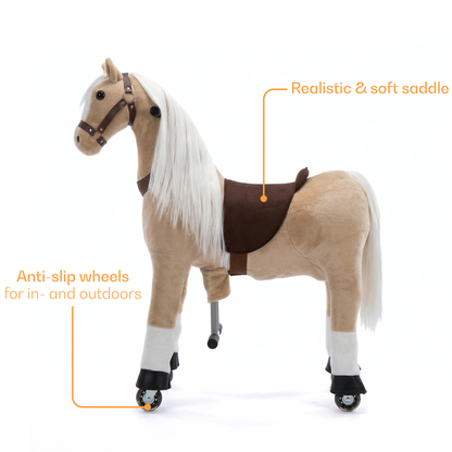 Vrooomy® Poney Mécanique à Poils longs XS - Beige