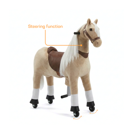 Vrooomy® Poney Mécanique à Poils longs XS - Beige