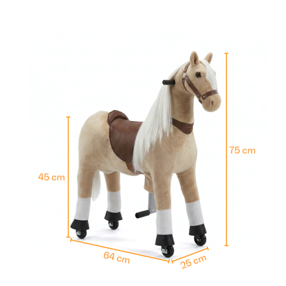 Vrooomy® Poney Mécanique à Poils longs XS - Beige
