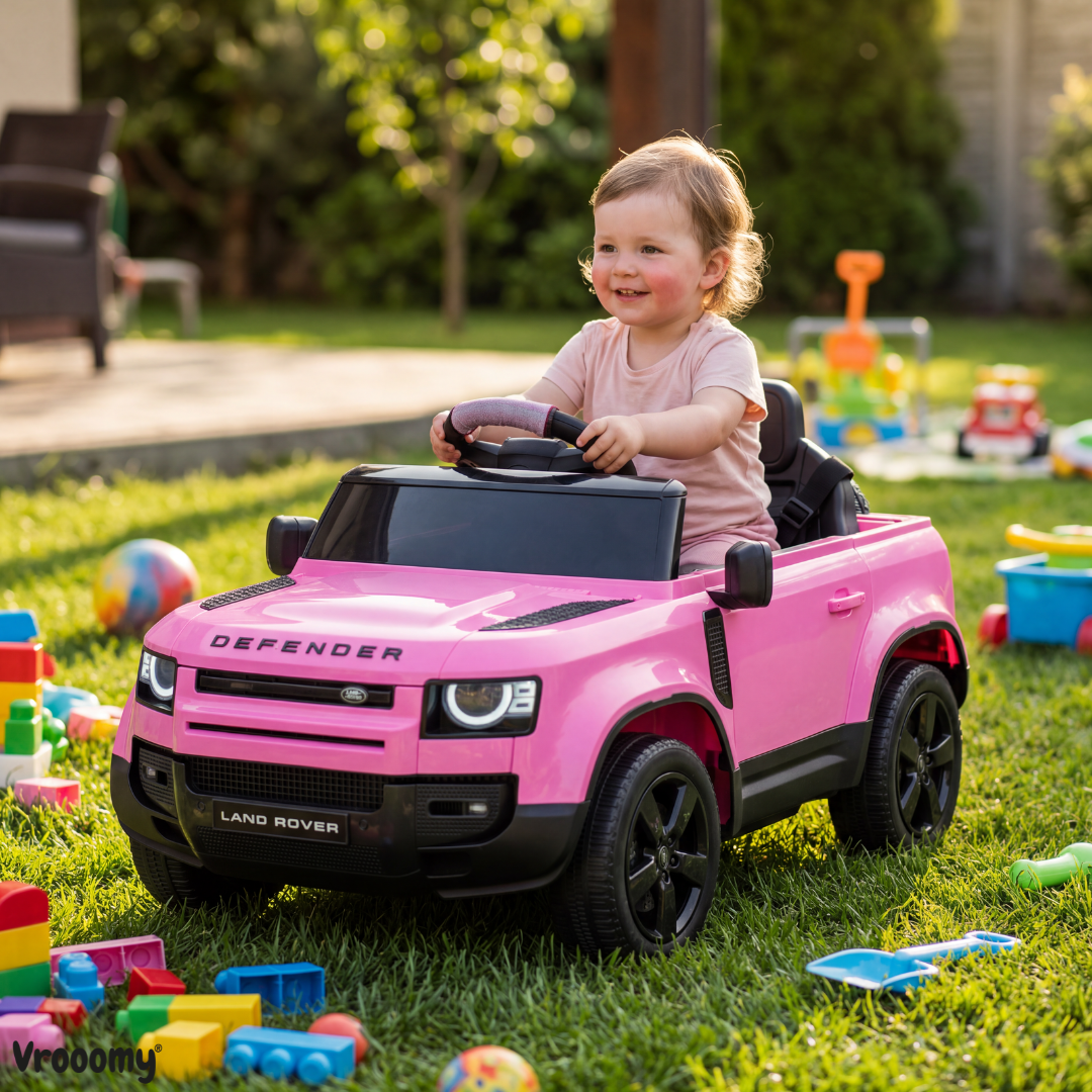 Land Rover Defender 90 12V elektrische kinderauto roze – kenmerken en specificaties