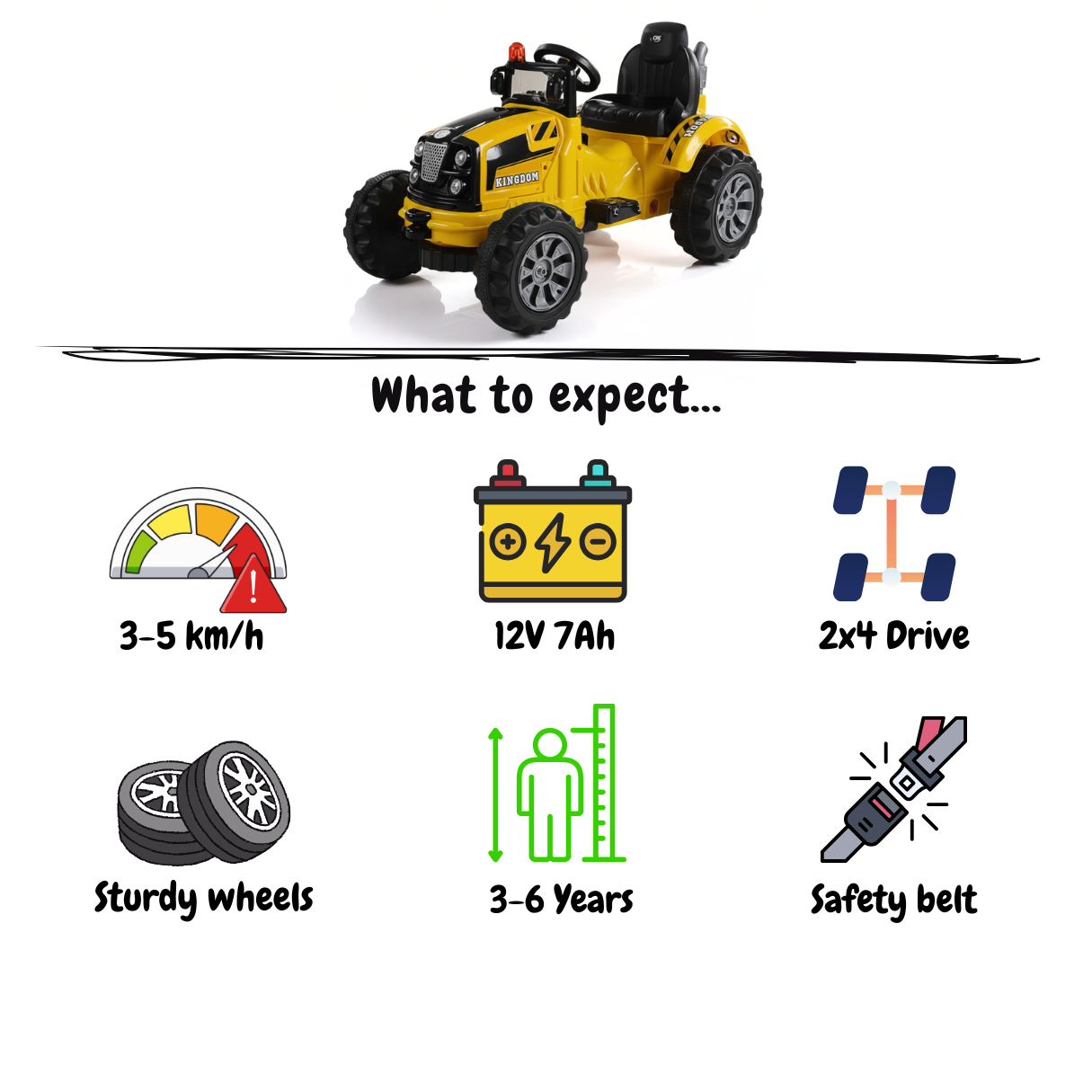 Kijana Kingdom Tractor - Geel